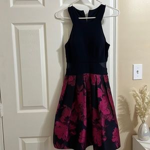 Navy blue/fuchsia sleeveless dress